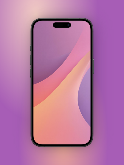 A smartphone wallpaper featuring abstract, fluid shapes.  Soft, flowing lines and planes of color in shades of pale pink, peach, and lavender create a dynamic, layered effect.  The colors transition smoothly from light to dark, with subtle gradients. The design is minimalist and contemporary, evoking a sense of calm and elegance.  The background is a gradient of a similar pastel purple tones, fading slightly toward the edges. 